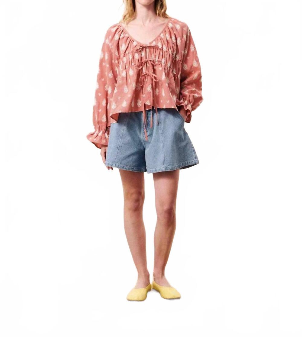 NEW FRNCH women's maui blouse in terracotta